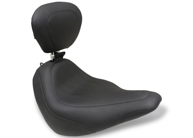 Mustang Motorcycle Mustang Slim Wide Tripper Solo Seat W Driver Backrest Black - 79029 For Harley Softail Slim 2018-2021