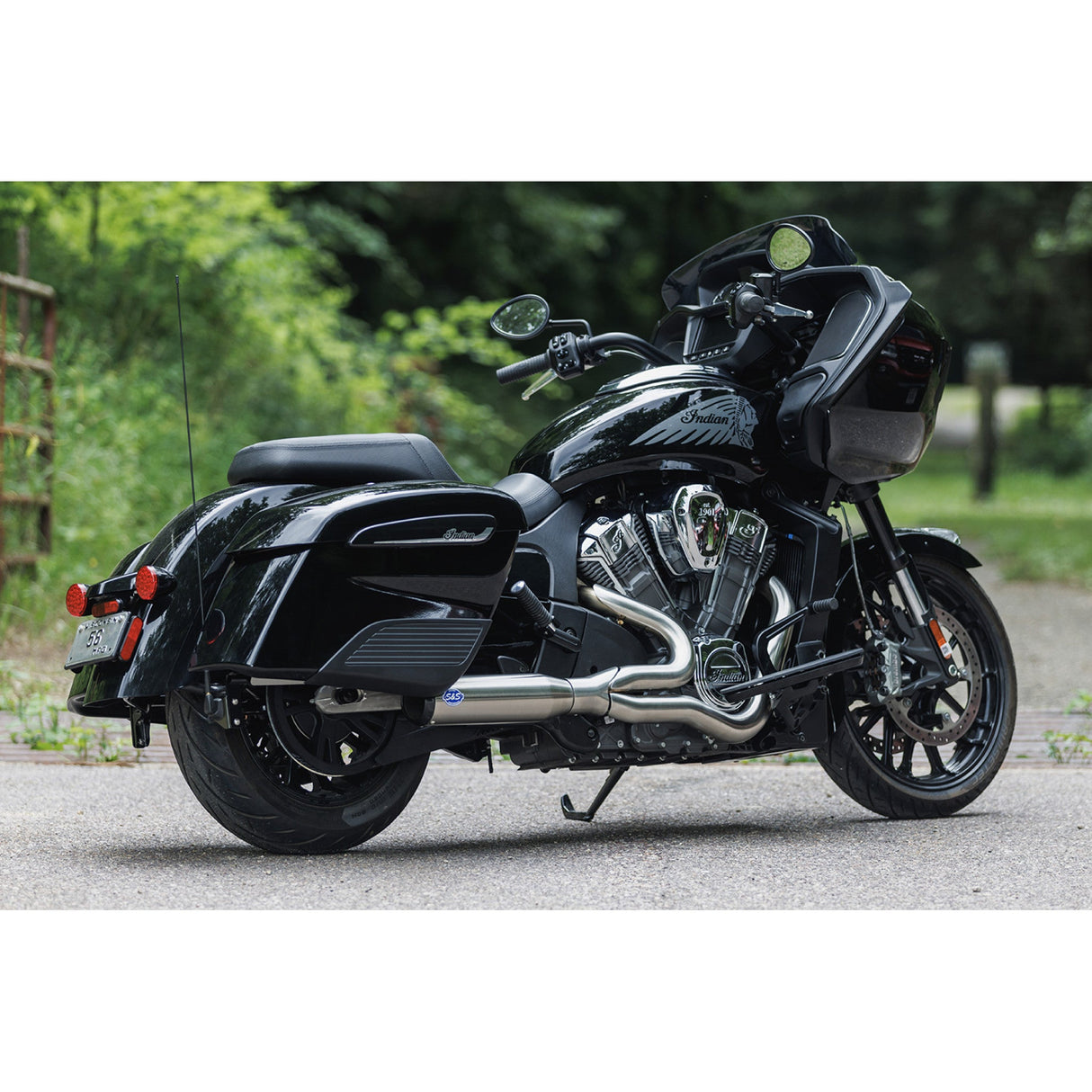 S&S Cycle 2-Into-1 Qualifier Exhaust System 50-State Brushed Stainless Steel - 550-1083 For Indian Challenger 2020-2023