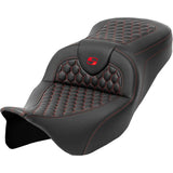 Saddlemen Honeycomb Roadsofa™ Seat Honeycomb Red Stitch Without Backrest - 808-07B-18904 For Harley Touring 2008-2025