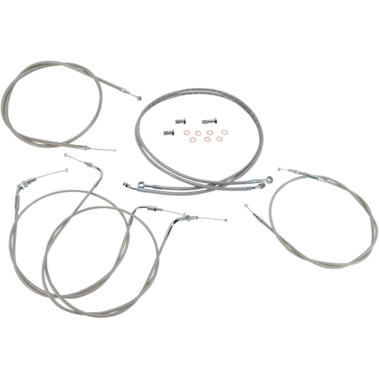 BARON 0650-1002 BA-8042KT-12 Stainless Handlebar Cable/Line Kit xvs1100cl