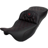SADDLEMEN 0801-1619  A808-07R-184BUR Roadsofa™ Extended Reach Seat- Lattice Stitch - Wine Berry Stitch - with Backrest - FL 08-23