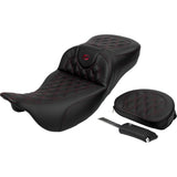 SADDLEMEN 0801-1619  A808-07R-184BUR Roadsofa™ Extended Reach Seat- Lattice Stitch - Wine Berry Stitch - with Backrest - FL 08-23