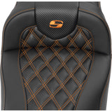 Saddlemen Roadsofa™ Extended Reach Seat Without Backrest Lattice Stitch Orange Stitch FL FX - 823-07-20703 For Harley Touring 2023-2026