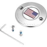 Figurati Designs Timing Cover 2 Hole American Flag Reversed Stainless Steel - FD20-TC-2H-SS For Harley Motorcycles 2017-2022