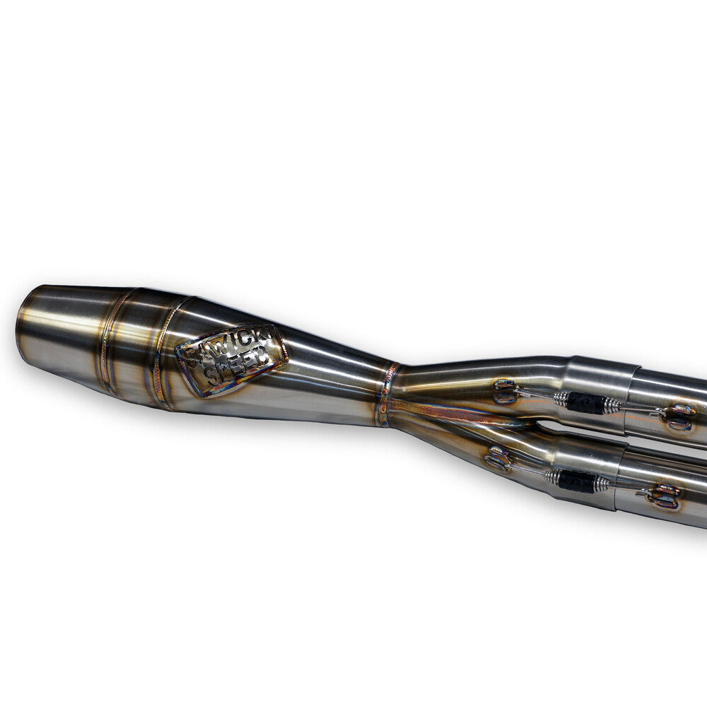Sawicki Intmdtr M8 Softail Shorty Cann Brushed SS - 930-02621 For Harley Softail 2018-2025