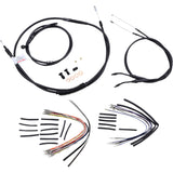 Burly Brand Complete Black Vinyl Handlebar Cable Line Kit For Ape Hangers 14" - B30-1037 For Harley Dyna 2006