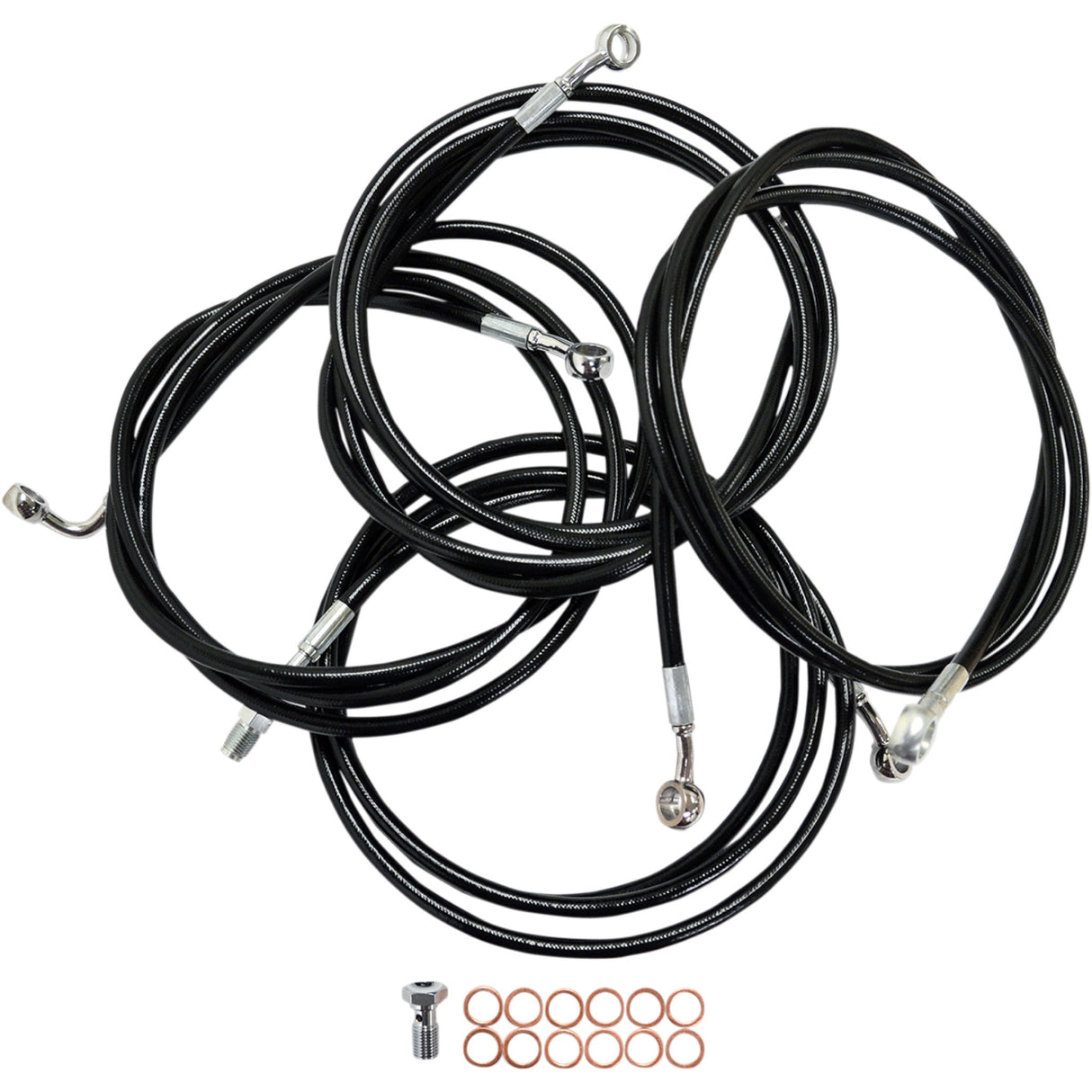 LA Choppers Standard Black Vinyl Handlebar Cable Brake Line Kit — Ape Hanger 12"-14" Ape Hangers - LA-8052KT-13B For Harley Touring 2014-2016