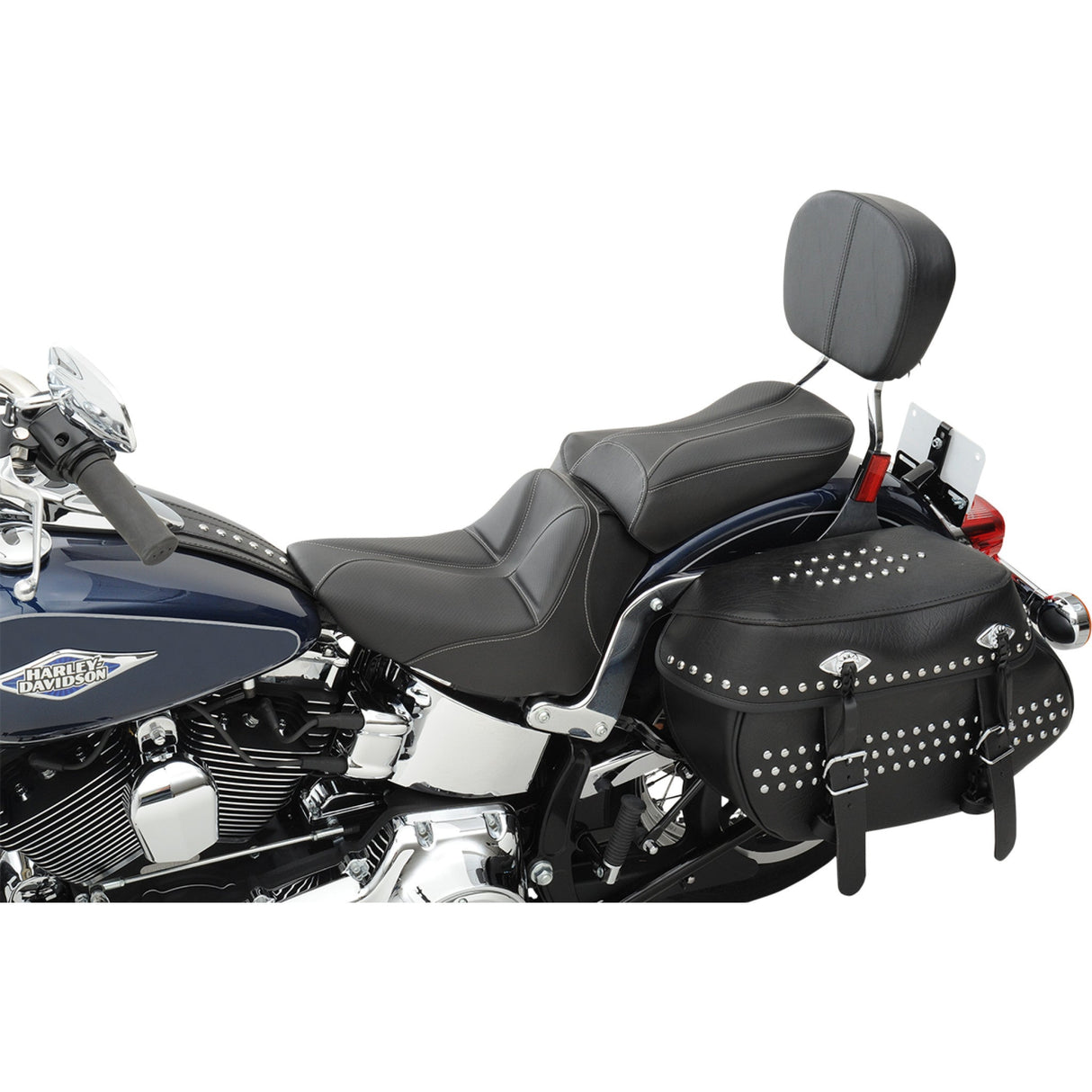 Saddlemen Dominator Pillion Pad Standard Reach Black With Gray Stitching - 806-23-0162 For Harley Softail 2006-2017
