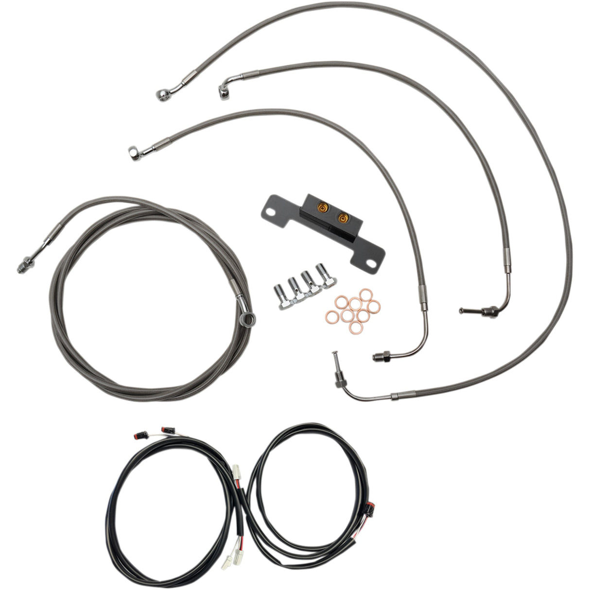 LA CHOPPERS 0662-0567 LA-8055KT3-13 Complete Plug-and-Play Cable Kit 12" - 14" handlebars - '17-'19 touring - stainless