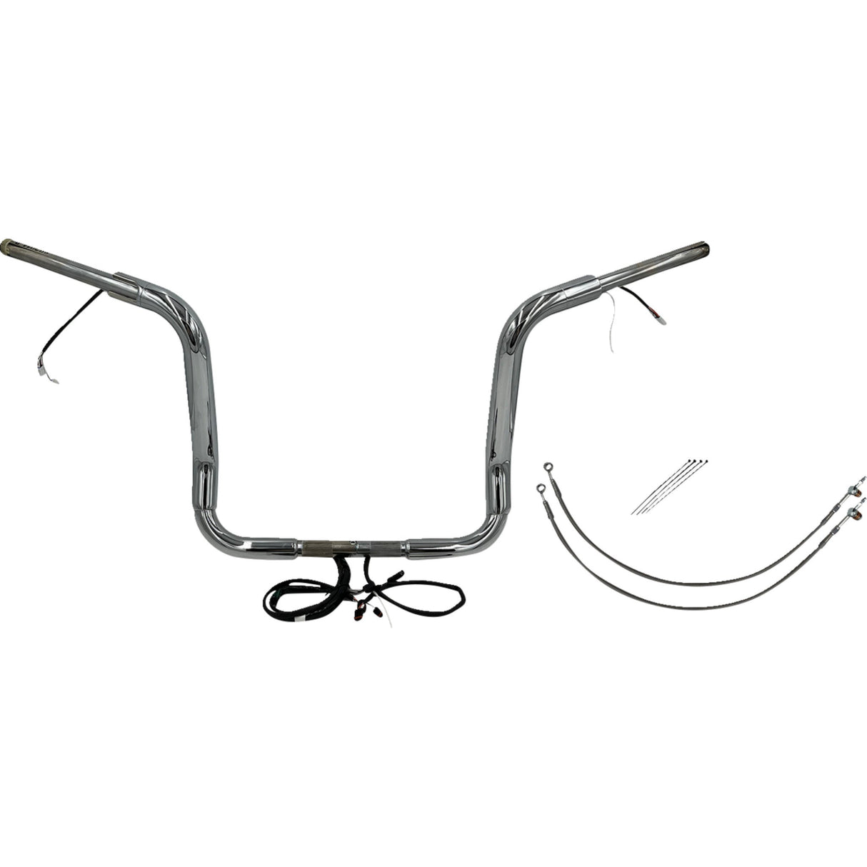 FAT Baggers INC. EZ Install Wired 1-1/2" Round Top Handlebar Kit 14" Chrome - 801514 For Harley Touring 2014-2015