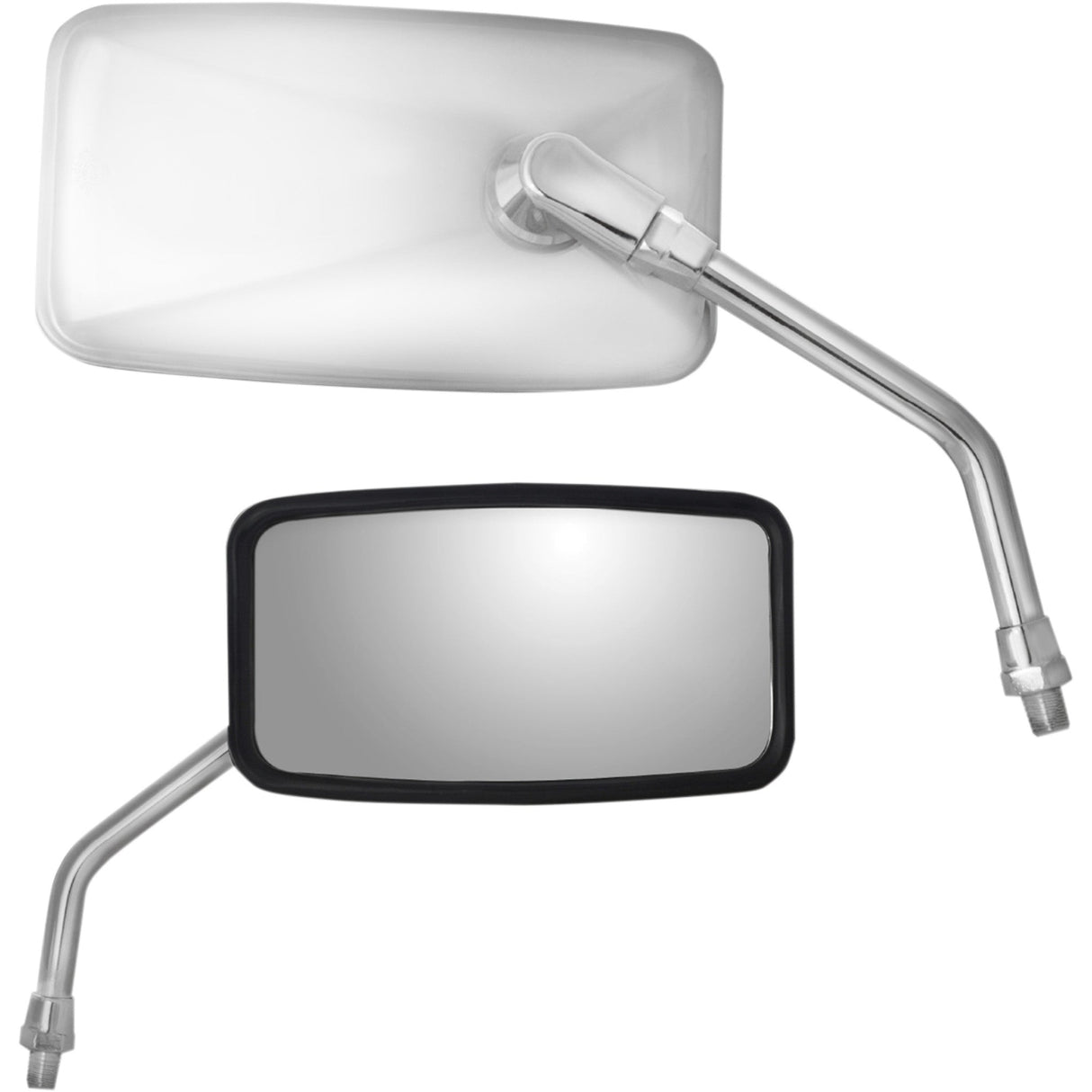 PARTS UNLIMITED 0640-0973 Stainless Steel Rectangular Mirror Mirror - Side View - Cruiser - Yamaha - Reverse Thread - Rectangular - Stainless Steel