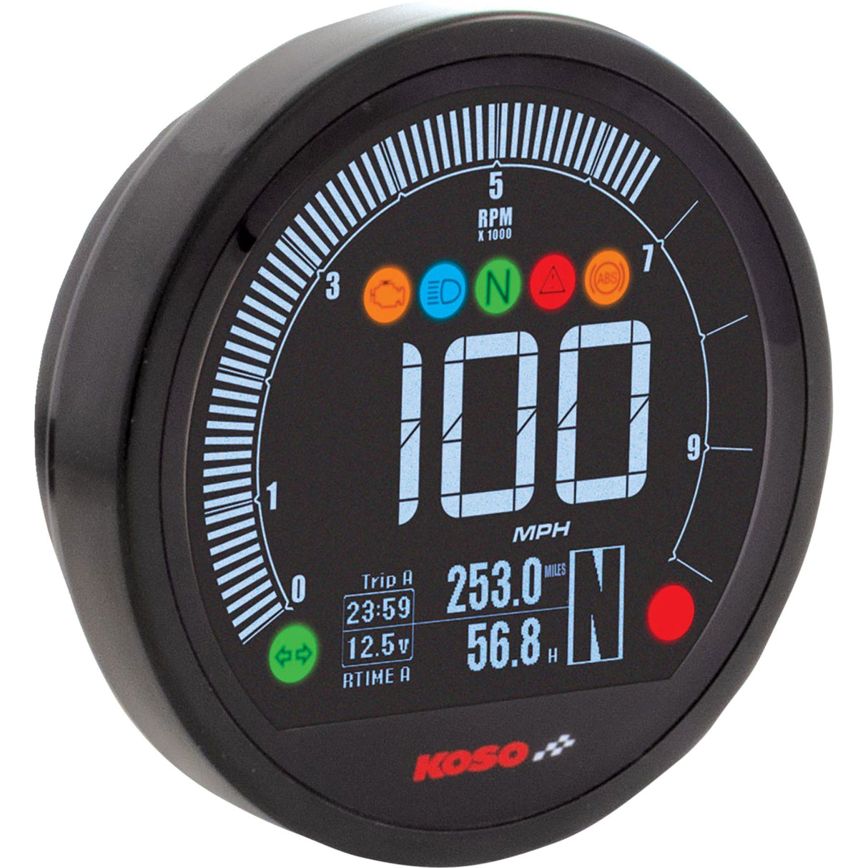 KOSO NORTH AMERICA 2212-0905 BA077400 Multifunction Meter DL-04HD Multifunction Gauge - Black - Harley Davidson®