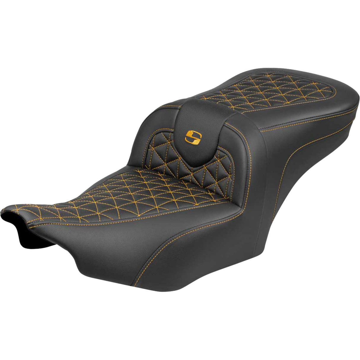 Saddlemen Roadsofa™ Standard Reach Seat Without Backrest Gold Stitch - 823-07-21007 For Harley Touring 2023-2026