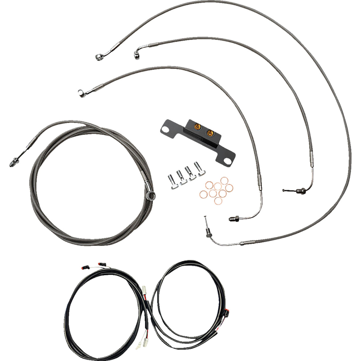 LA Choppers Complete Plug-And-Play Cable Kit Stock Handlebars ABS Stainless - LA-8056KT3-08 For Harley Touring 2021-2022