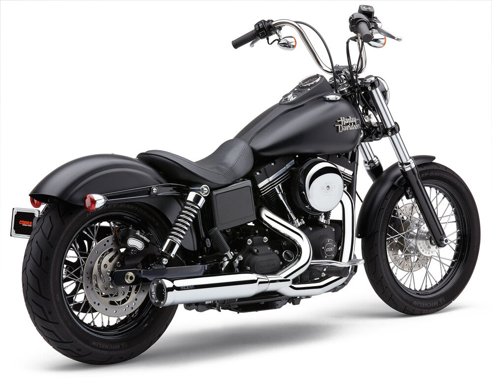 Cobra 82-96338 6468 POWRPRO RPT 2-1 CHROME/ BLK TIP DYNA 12-17