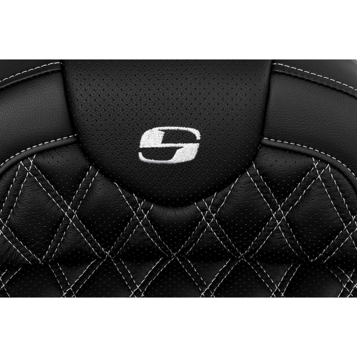 Saddlemen Roadsofa™ Lattice Stitch Seat With Backrest Silver Stitch - 808-07B-182B5 For Harley Touring 2008-2025