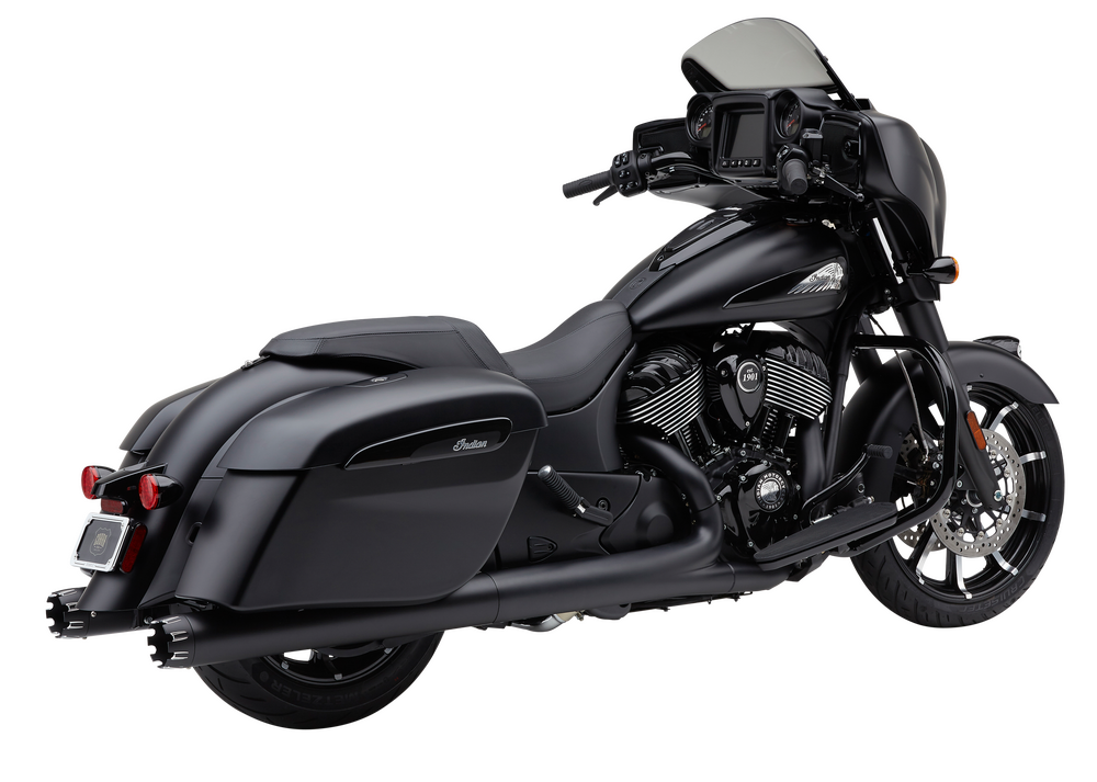 Cobra 4" NH Dual CUT Slip-ONS Black Indian GEN-1 BAG - 5206B For Indian 2015-2022