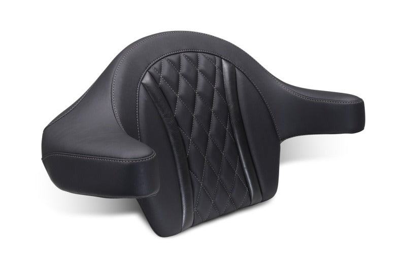 Mustang Motorcycle CVO Road Glide (ST) Deluxe Diamond Ext Arm Wrap-Around Backrest Black - 88430GM For Harley Touring 2023-2026