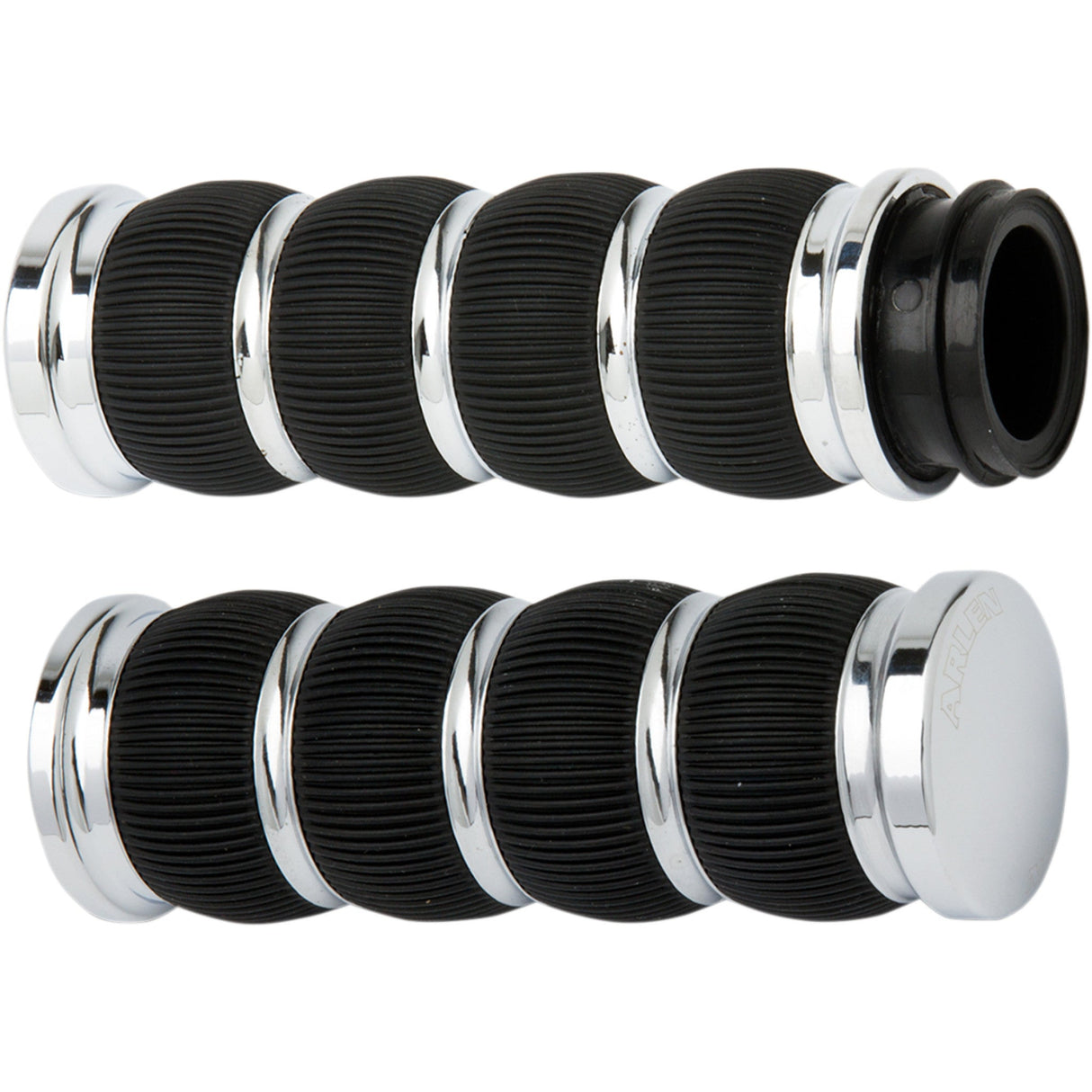 Arlen Ness Fusion Ring Leader Grips Cable Chrome - 07-312 For Harley Motorcycles 1976-2022