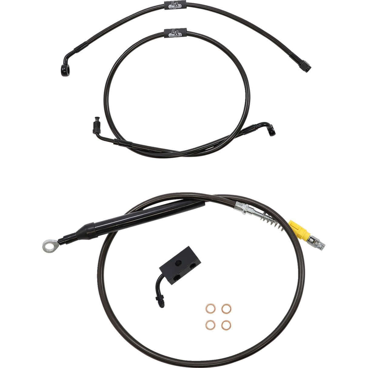 LA Choppers Standard Midnight Braided Handlebar Cable Brake Line Kit — Ape Hanger 15"-17" Ape Hangers - LA-8155KT-16M For Harley Softail 2018-2022