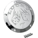 Joker Machine Billet Derby Cover Lucky 7 Chrome 5 Hole - 06-99L For Harley Motorcycles 1999-2019