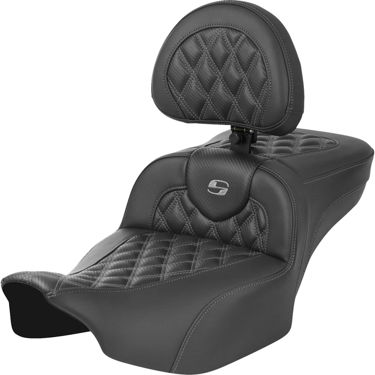 Saddlemen Roadsofa™ Extended Reach Seat Without Backrest Lattice Stitch Gray Stitch - 823-07-207B2 For Harley Touring 2023-2026