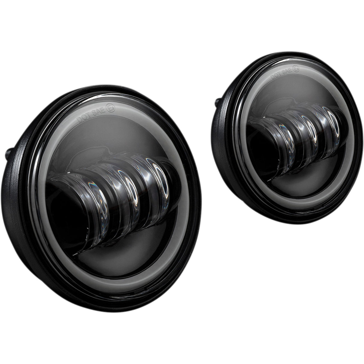 Custom Dynamics ProGLOW™ 4-1/2" Passing Lamps With Color Changing Halos Black - PG-45-B For Harley Motorcycles 1979-2025