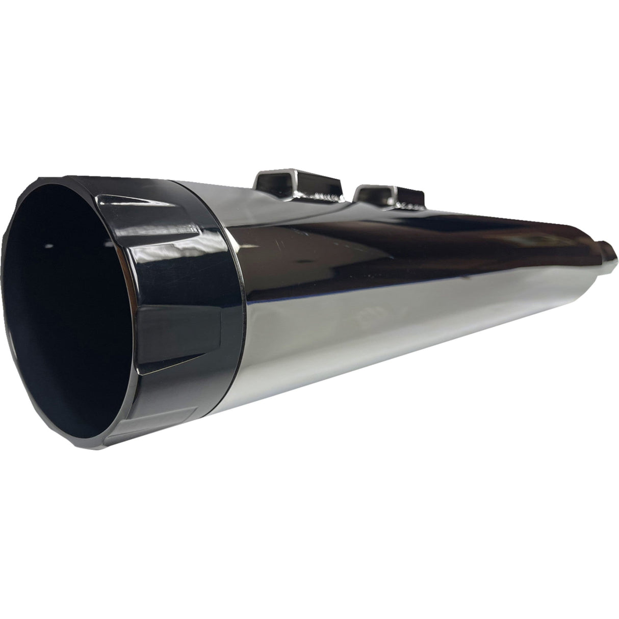 Bassani Xhaust 4-1/2" Straight Can Slip-On Mufflers Chrome With Black End Cap Twin Cam Touring - 1F744 For Harley Touring 1995-2016