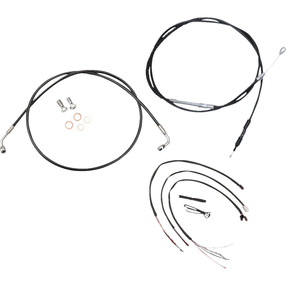 LA Choppers Complete Black Vinyl Braided Handlebar Cable Brake Line Kit 12"-14" Handlebars - LA-8156KT2-13B For Harley Softail 2018-2022