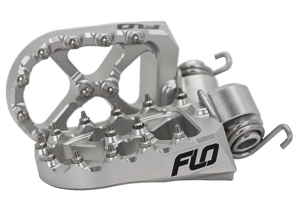 Flo Motorsports FLO Footpeg LOW Silver Yamaha 10MM Back 12MM Down - LOW-793S For Sherco Dirt Bikes 2014-2025 | Yamaha Dirt Bikes 1999-2026