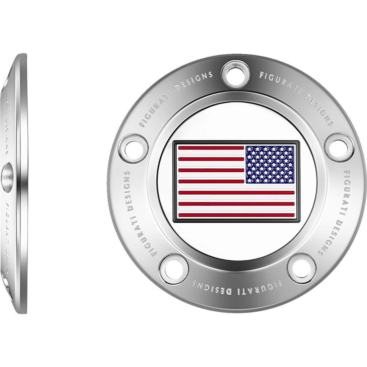 FIGURATI DESIGNS 0940-2082 FD20-TC-5H-SS Timing Cover 5 hole - american flag - reversed - stainless steel