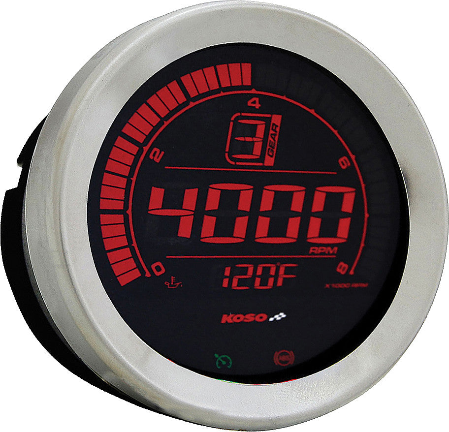 Koso North America HD-02 Series Gauge Kit Silver Bezel OIL Temp - BA050905 For Harley Touring 2004-2013