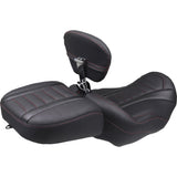 MUSTANG 0801-2160 89401DC Deluxe Touring Solo Seat w/ backrest - dark cherry stitch - flt/flh '23-'25