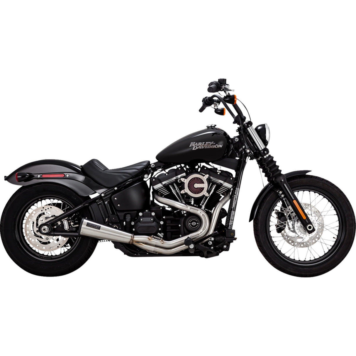 Vance & Hines 2-Into-1 Upsweep Exhaust System Brushed Stainless Steel - 27323 For Harley Softail 2018-2024