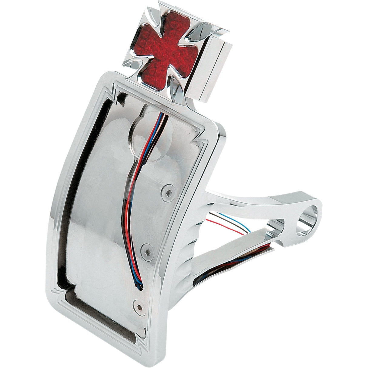 DRAG SPECIALTIES 2010-0558 Side Mount Maltese Cross LED Taillight and License Plate Mount Taillight/License Plate - Side Mount - Curved Vertical - Maltese Cross