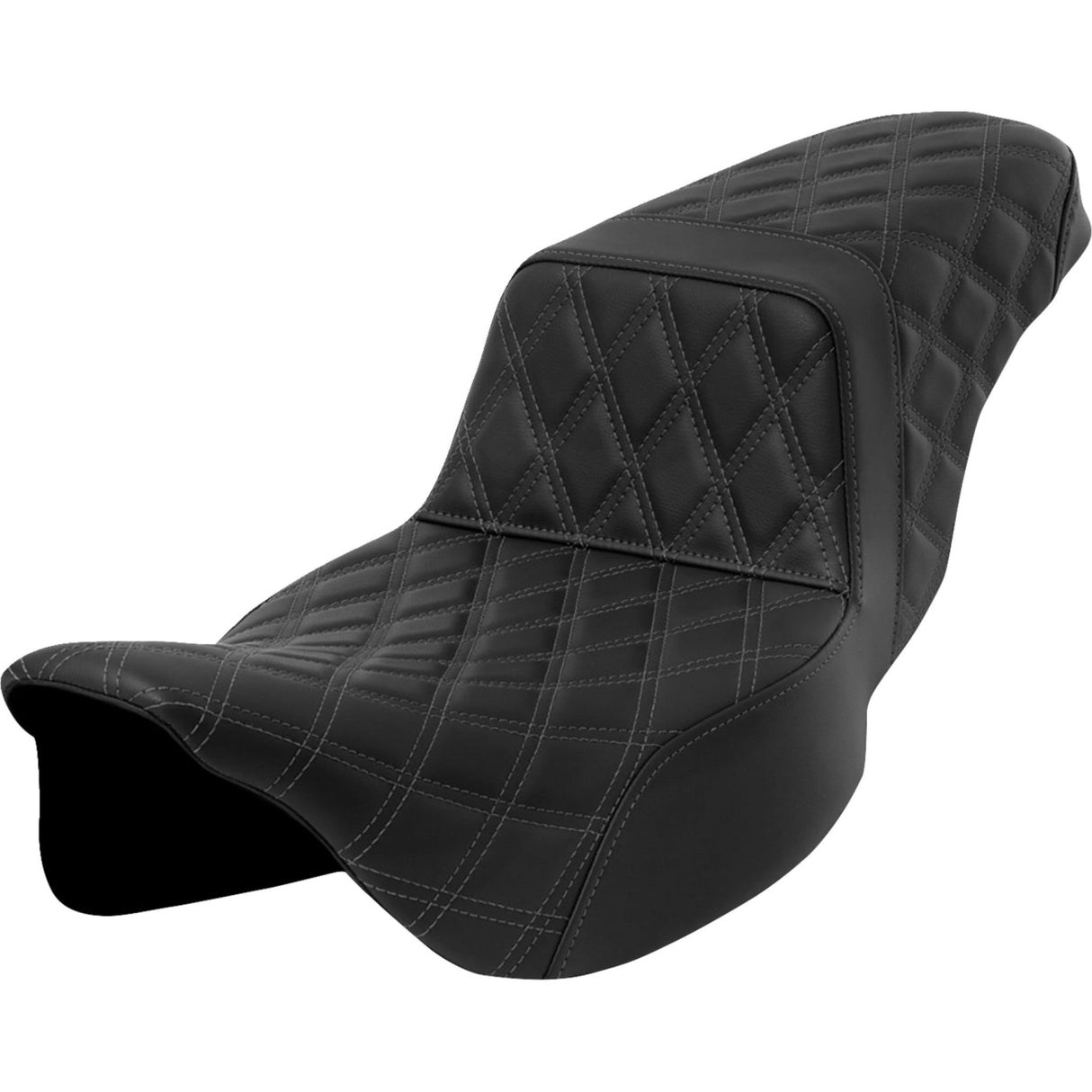 Saddlemen Lattice Stitch Step-Up Seat Dark Gray Stitch Extended Reach - 808-07E-17502 For Harley Touring 2008-2023