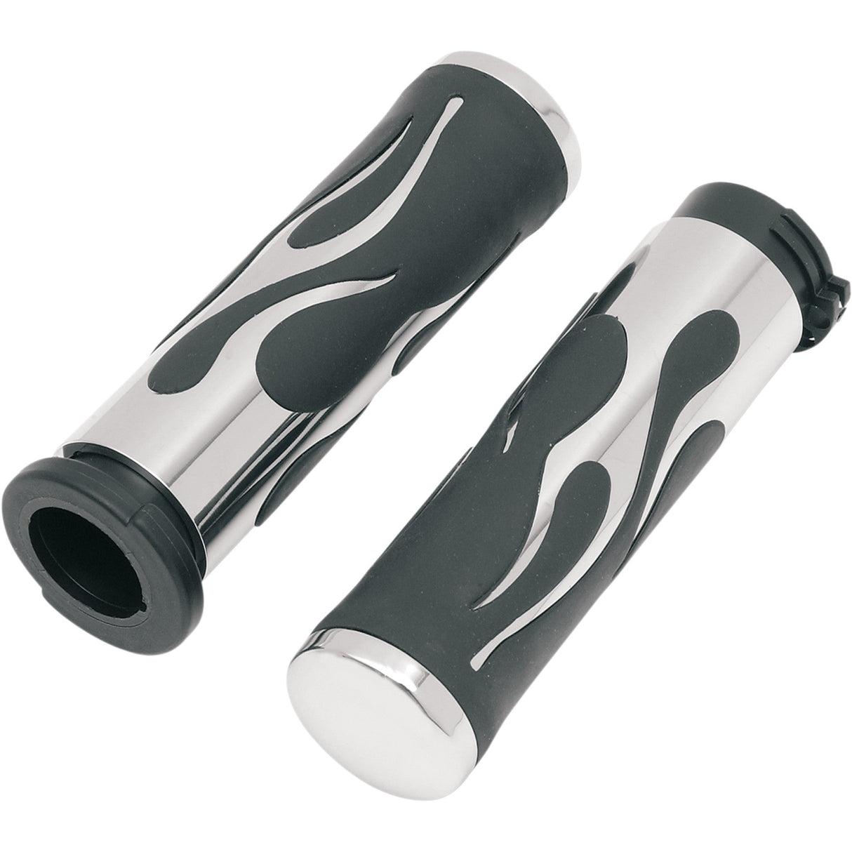 DRAG SPECIALTIES 0630-0268 Flamed Grips Grips - Flamed - Chrome