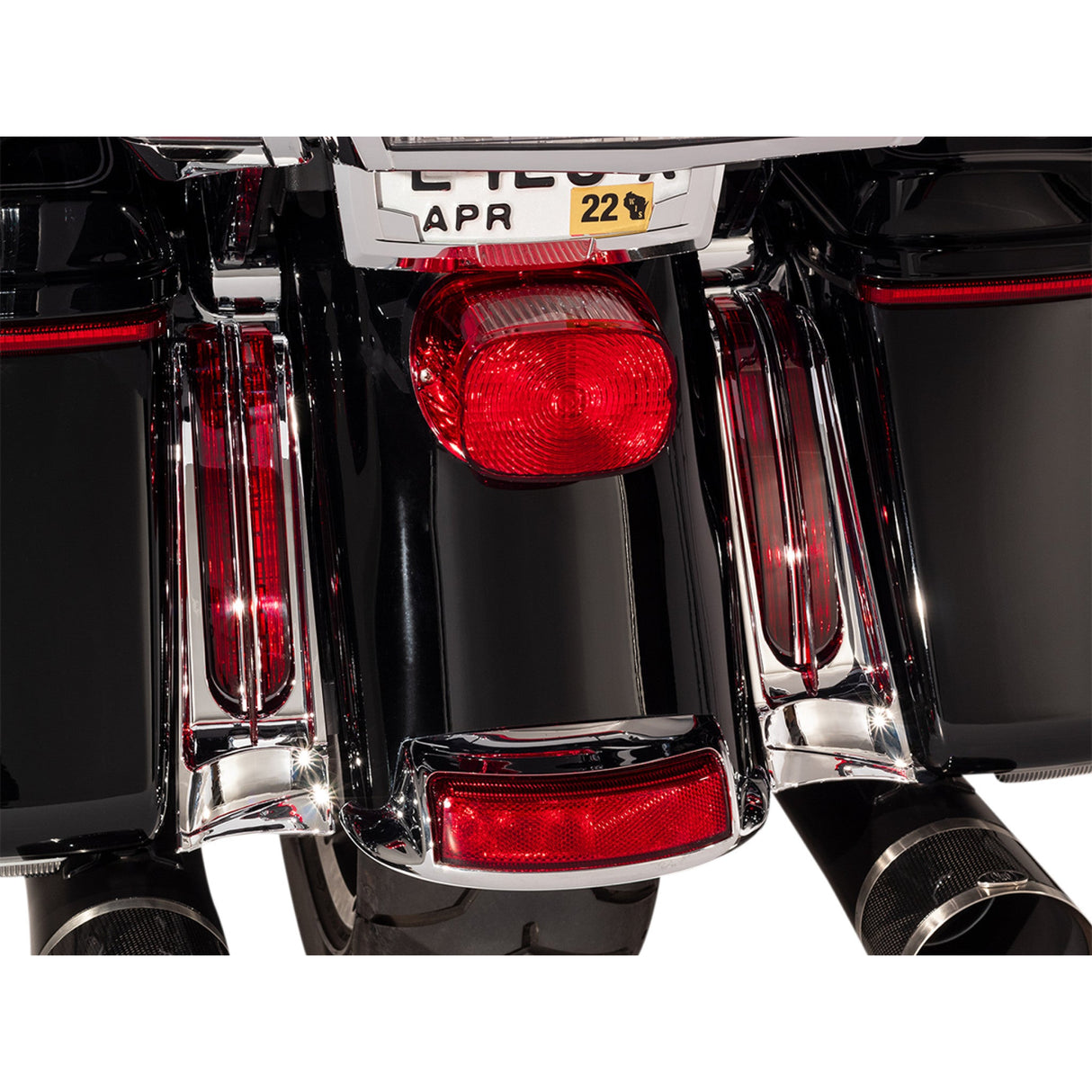 Ciro Filler Panel Lights Red Lens Red LEDs Chrome - 40050 For Harley Touring 1998-2026
