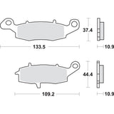 SBS 1721-1740 886LS LS Street Excel Sintered Rear Brake Pads LS Brake Pads - Kawasaki/Suzuki - 886LS