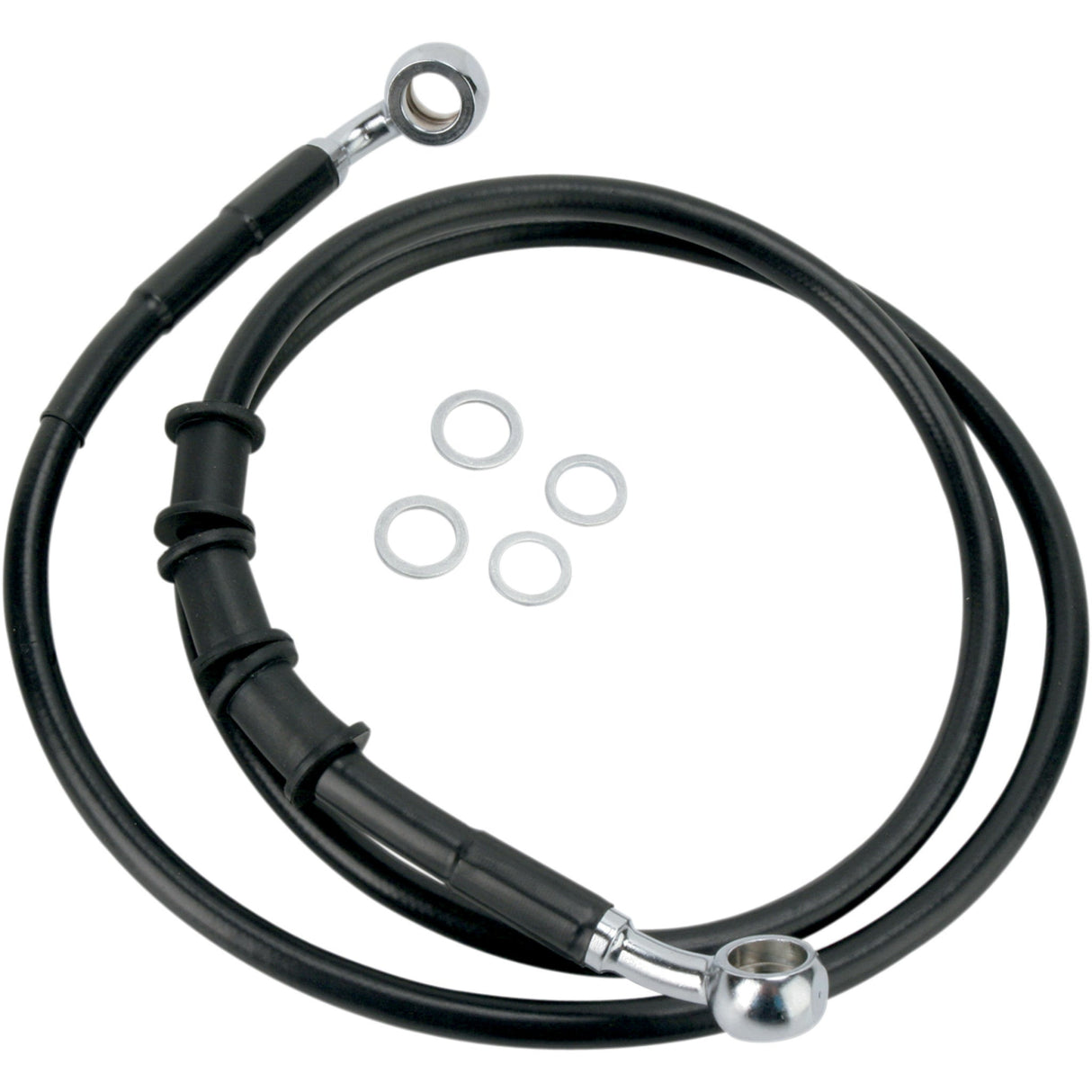 Drag Specialties Stainless Steel Brake Line Kit Front (Upper) Black For Harley Softail 2008-2011