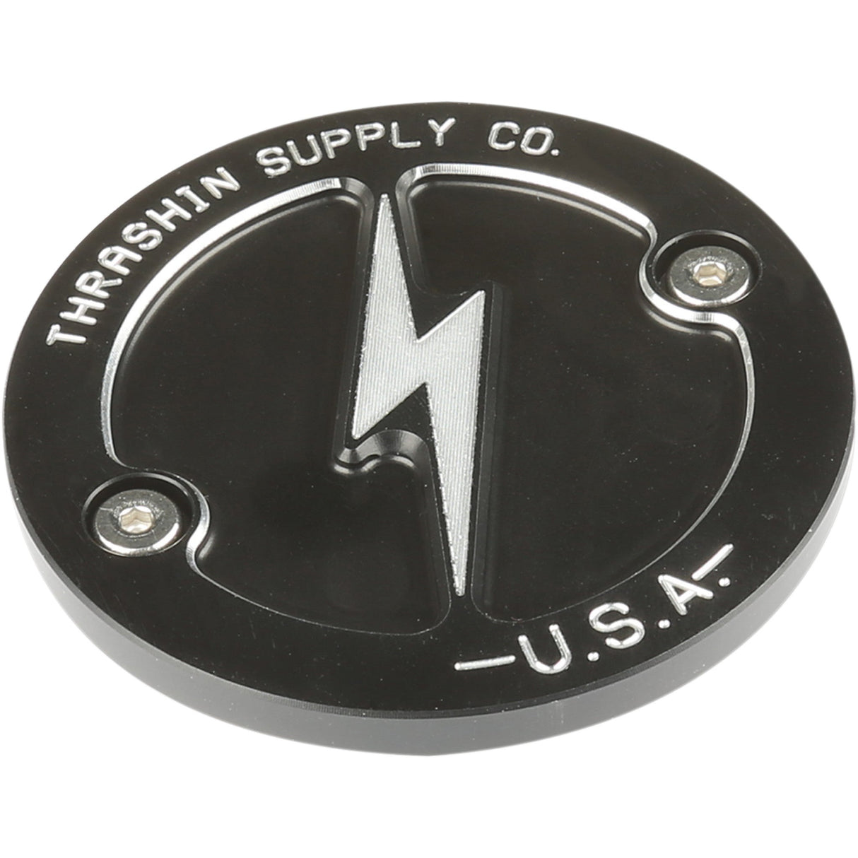 Thrashin Supply CO. Points Cover Dished Black 2 Hole M8 - TSC-3027-4 For Harley Motorcycles 2017-2025