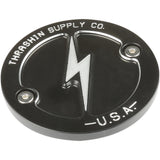 Thrashin Supply CO. Points Cover Dished Black 2 Hole M8 - TSC-3027-4 For Harley Motorcycles 2017-2025