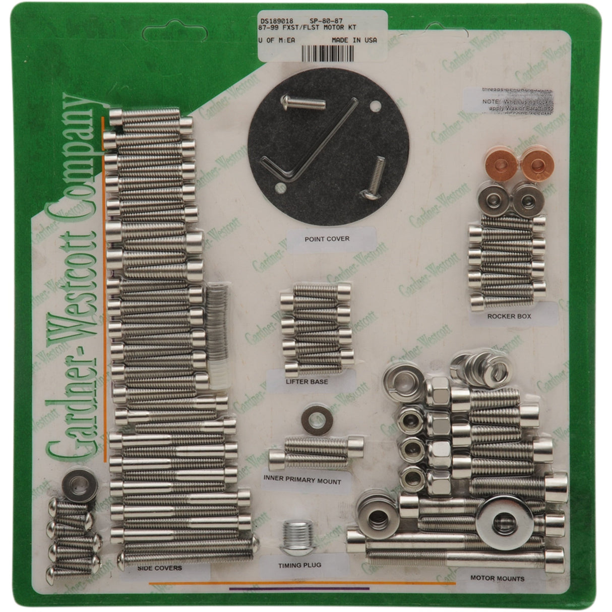 GARDNER-WESTCOTT DS189018 SP-80-87 Big Twin Motor Sets Bolt Kit - Motor Set - Socket-Head