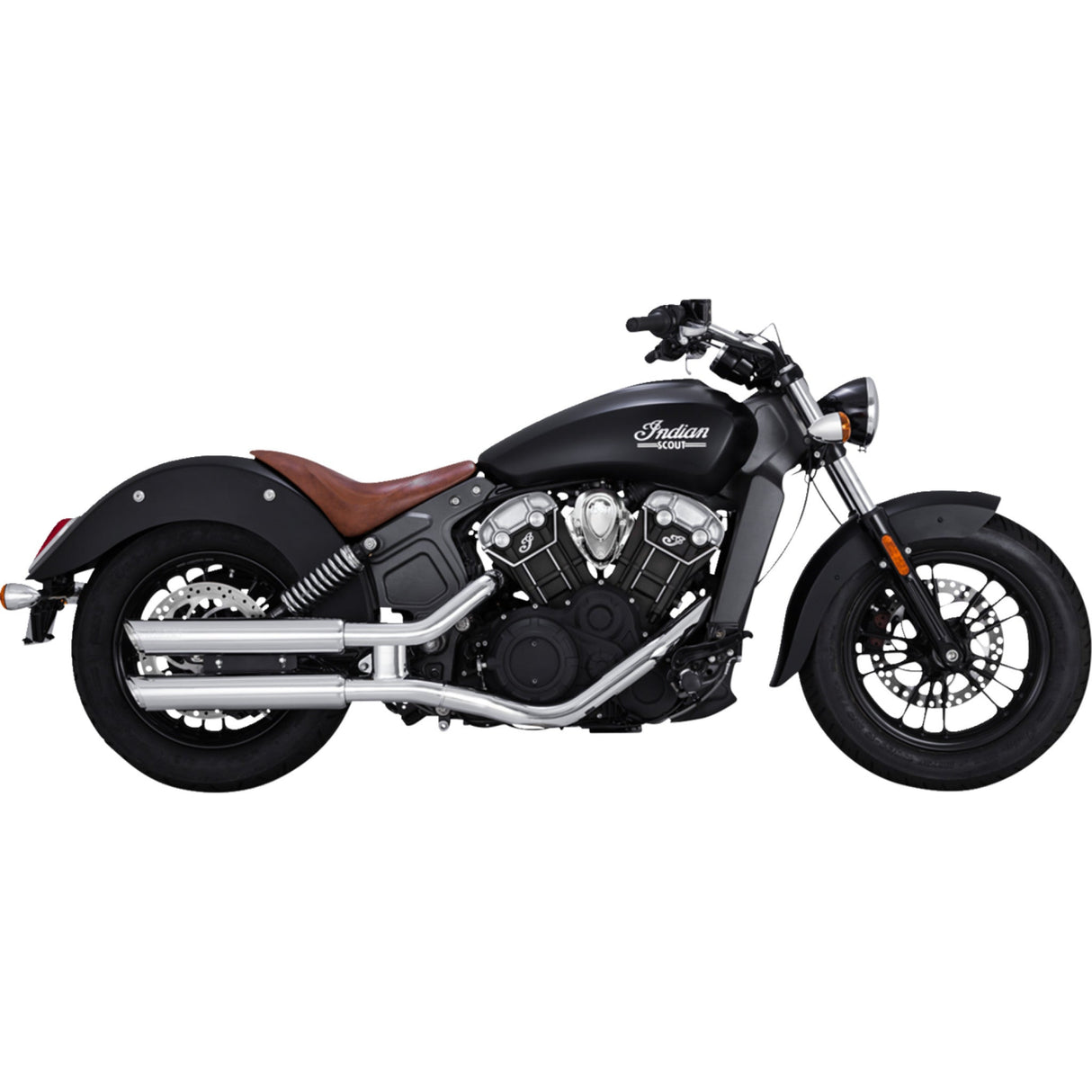 Vance & Hines Twin Slash 3" Slip-On Mufflers Chrome - 18323 For Indian Scout 2015-2022