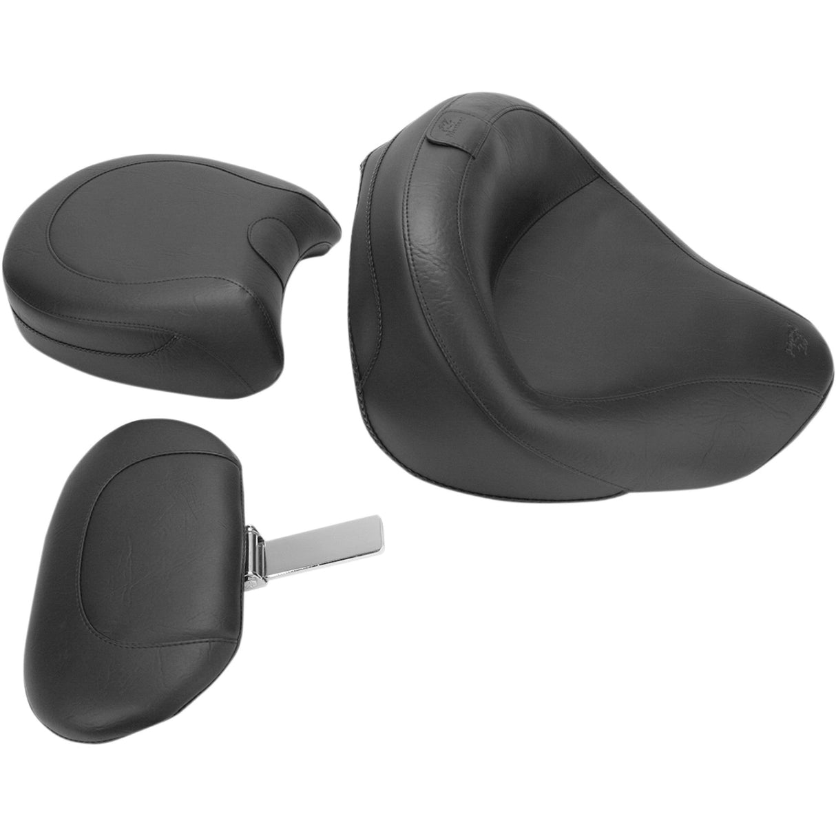 MUSTANG 0810-0430 79351 Vintage Wide Touring Seat With Driver Backrest Seat - Vintage - Wide - Touring - With Driver Backrest - Two-Piece - Smooth - Black - VN1600