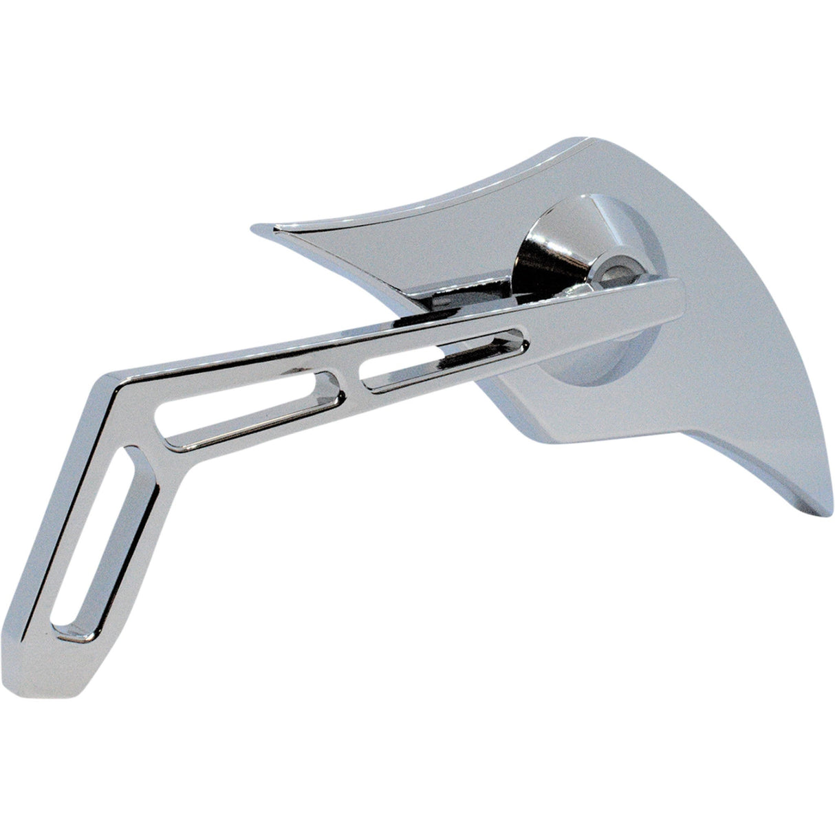 PRO-ONE PERF.MFG. 0640-1434 102300 Billet Aluminum Mirror Mirror - Weekend Warrior - Side View - Cut-Out/Flame Head - Oblong - Chrome - Left