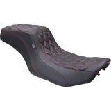 Mustang Double Diamond Squareback Seat Black Cherry Stitch - 88415DC For Harley Touring 2023-2026