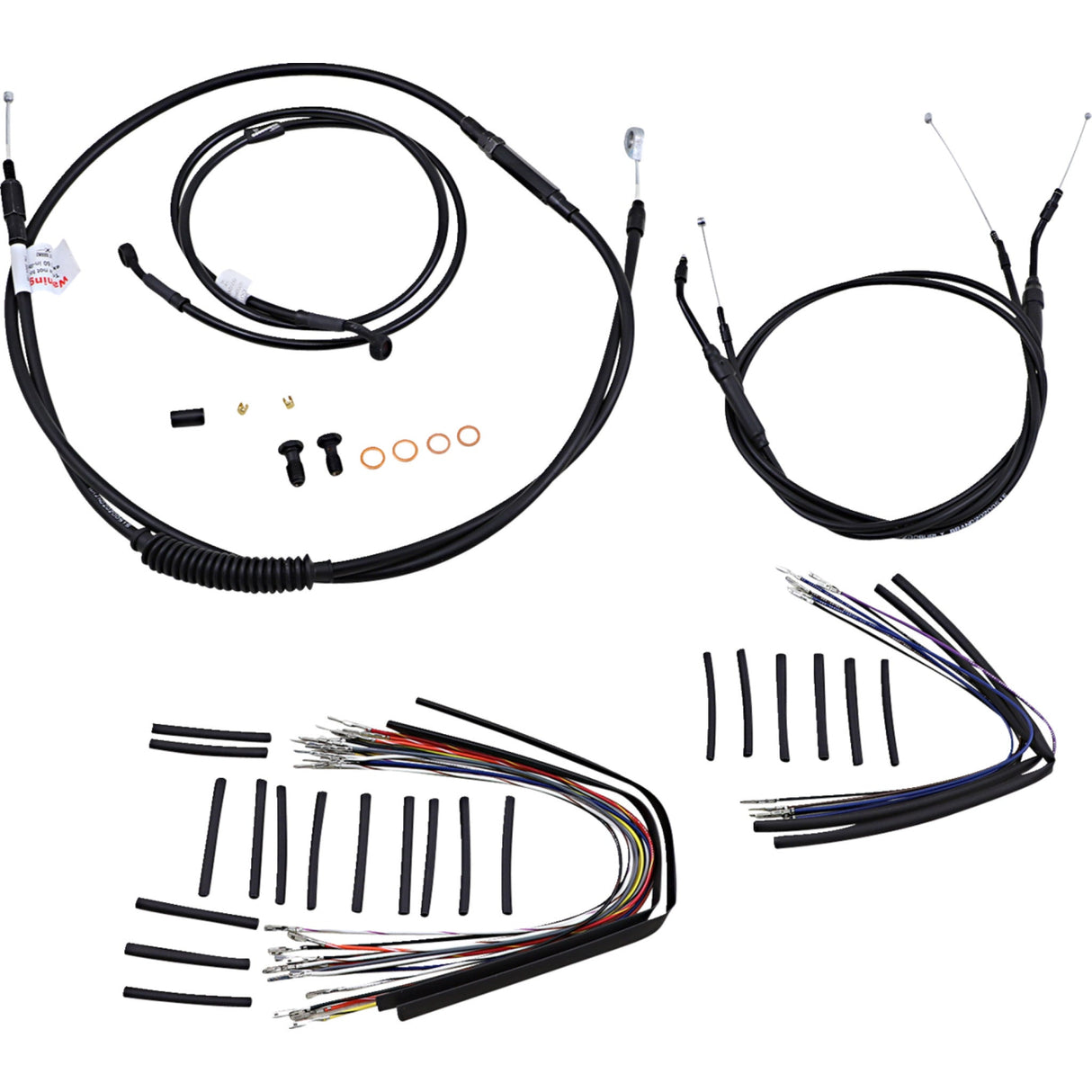 Burly Brand Complete Black Vinyl Handlebar Cable Line Kit For Ape Hangers 14" - B30-1040 For Harley Dyna 2007-2011