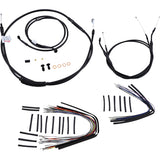Burly Brand Complete Black Vinyl Handlebar Cable Line Kit For Ape Hangers 14" - B30-1040 For Harley Dyna 2007-2011