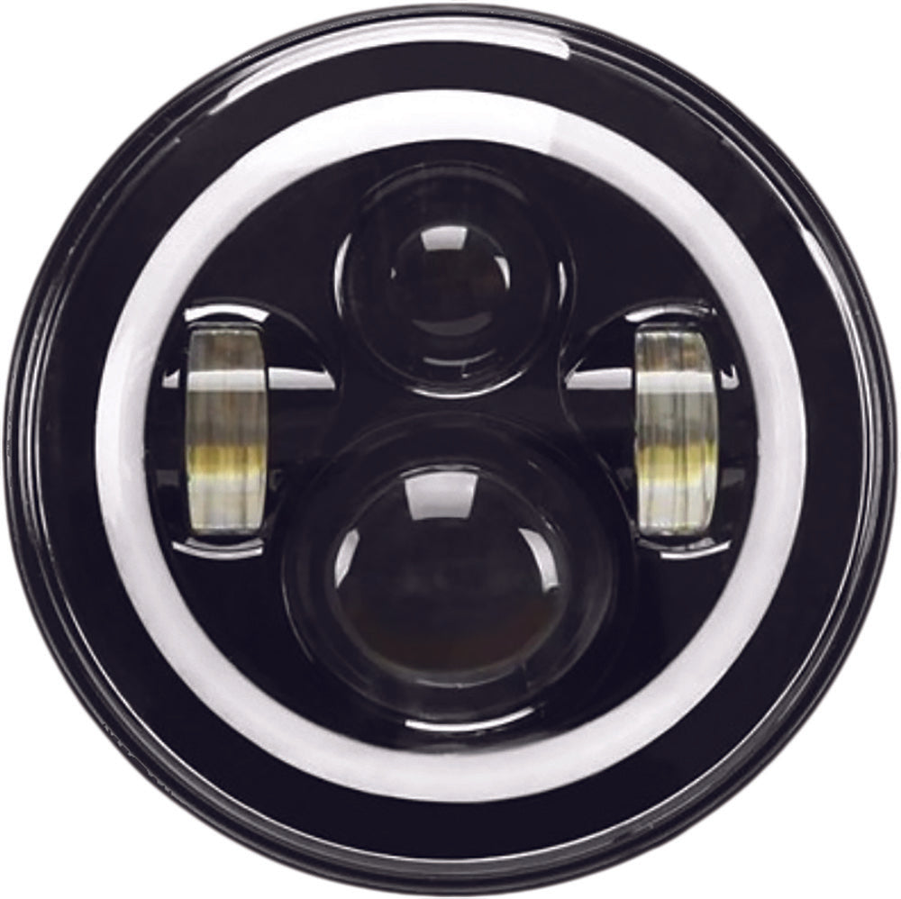 Pathfinder High Definition 7" LED Headlig Full Halo Black - HD7MBH For Harley Touring 2014-2019